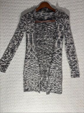 Mudd Marled Open-Front Cardigan - Black & White with hoodie Y2K